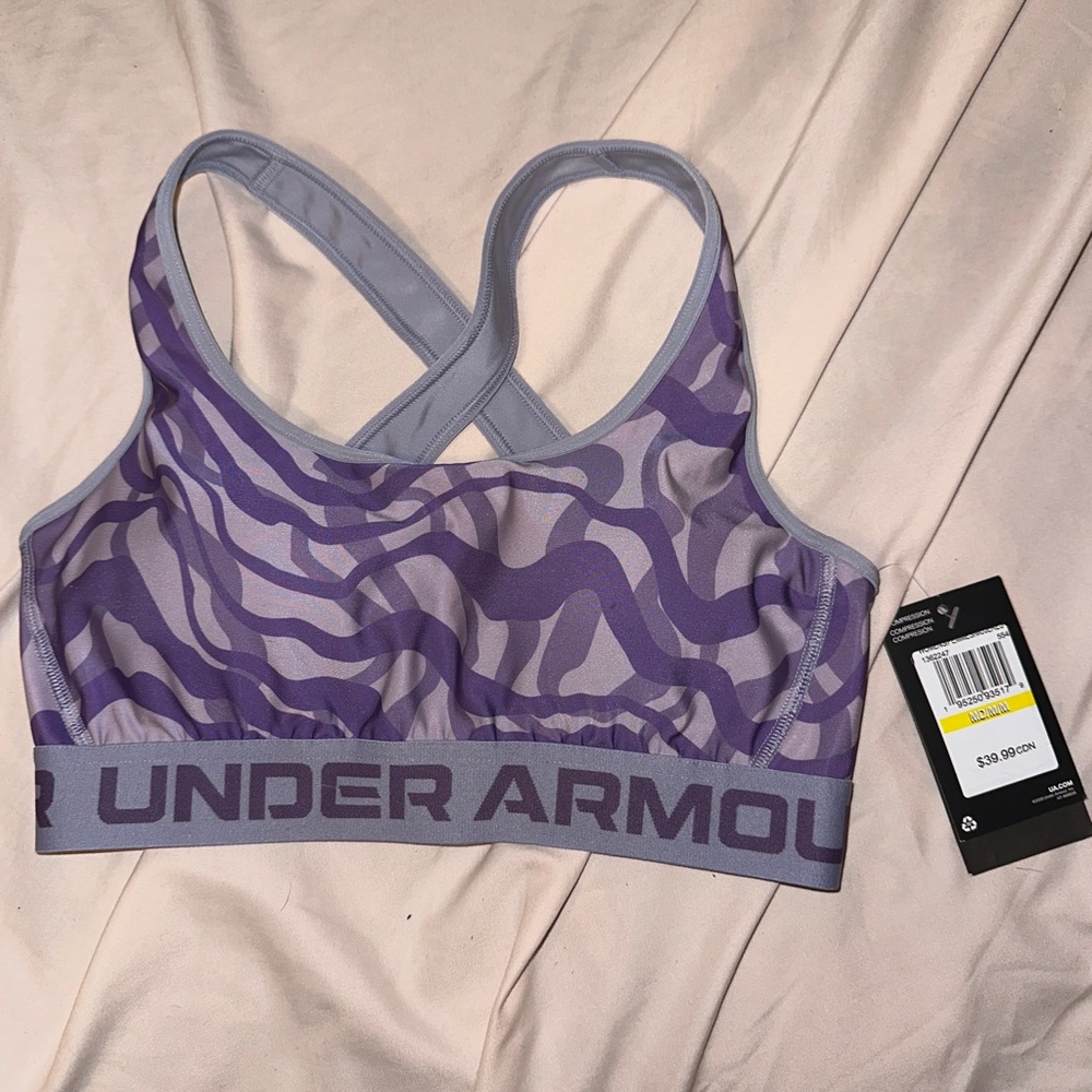 NWOT:Under Armour Purple Patterned Sports Bra!